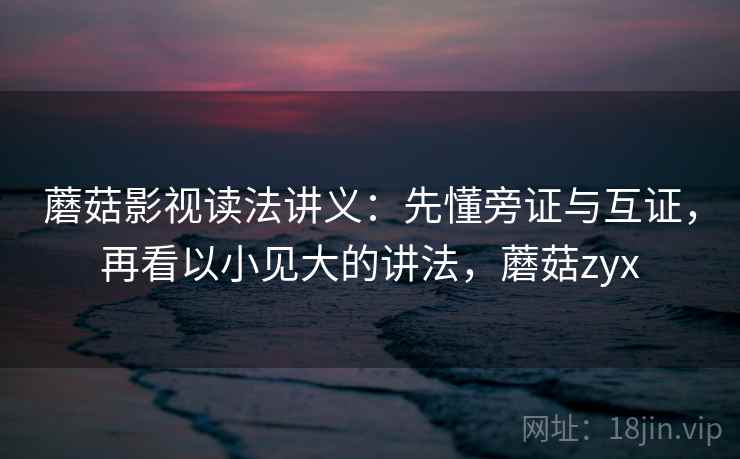 蘑菇影视读法讲义:先懂旁证与互证,再看以小见大的讲法,蘑菇zyx 蘑菇影视读法讲义:先懂旁证与互证,再看以小见大的讲法,蘑菇zyx