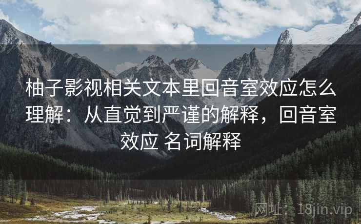 柚子影视相关文本里回音室效应怎么理解：从直觉到严谨的解释，回音室效应 名词解释